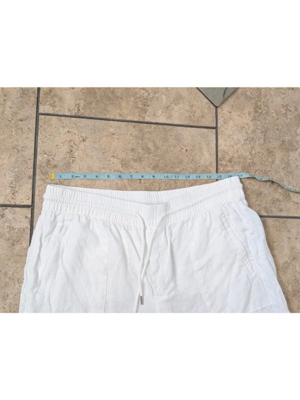 Athleta Size 14 Wide Leg Draw String Linen White Jogger Pants Casual Vacay